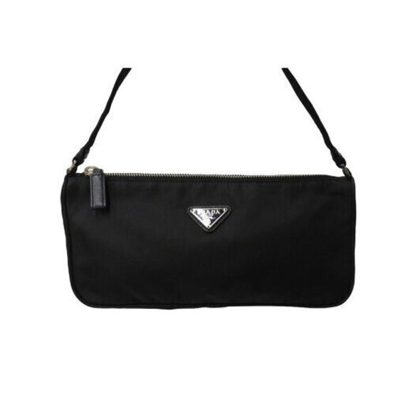 Prada One Shoulder Bag Accessory Pouch Triangle Logo Black Nylon - Picture 3 of 8